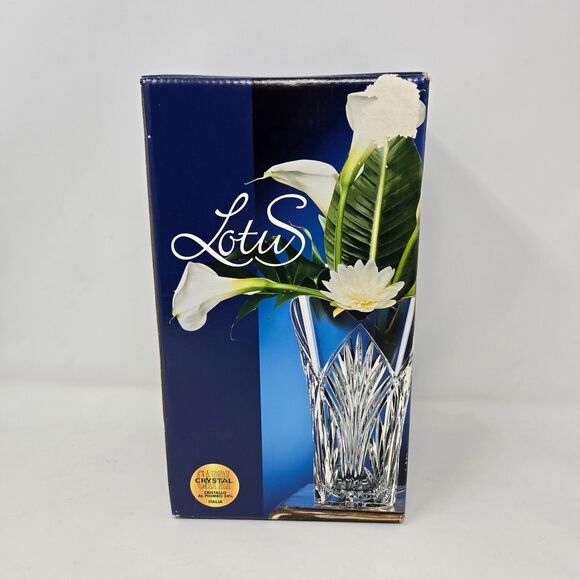 Capri Crystal Lotus Clear Vase 10" x 3.25" Genuine 24% Leaded Crystal New in Box - Picture 9 of 13